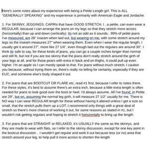 For questions about Petite lengths for jeans I'm selling in Petite